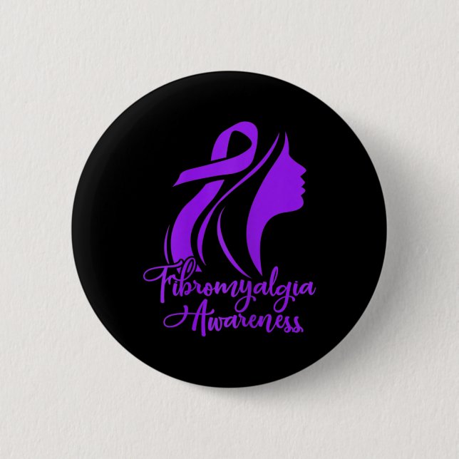 Fibromyalgie Bewusstsein Fibro Krieger Lila Band Button (Vorderseite)