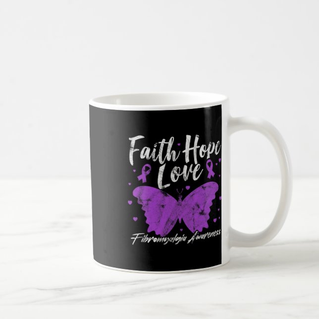 Fibromyalgie Bewusstsein Lila Butterfly Fibro Warr Kaffeetasse (Rechts)