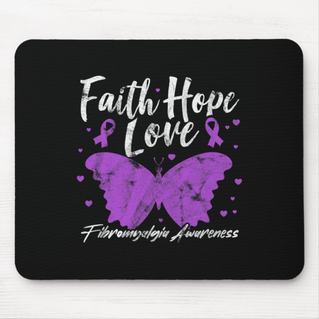 Fibromyalgie Bewusstsein Lila Butterfly Fibro Warr Mousepad (Vorne)