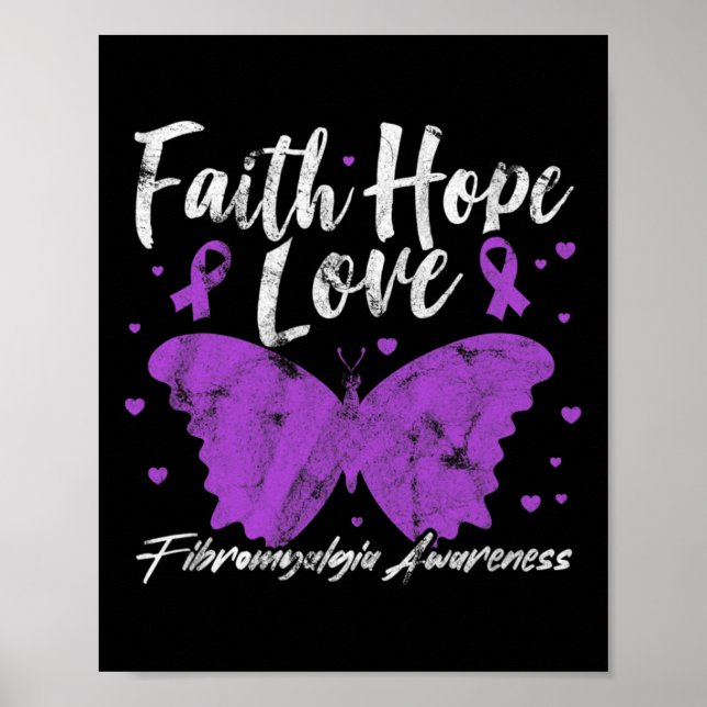 Fibromyalgie Bewusstsein Lila Butterfly Fibro Warr Poster (Vorne)