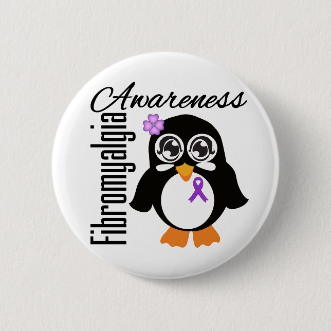 Fibromyalgie Bewusstsein Pinguin Button (Vorderseite)