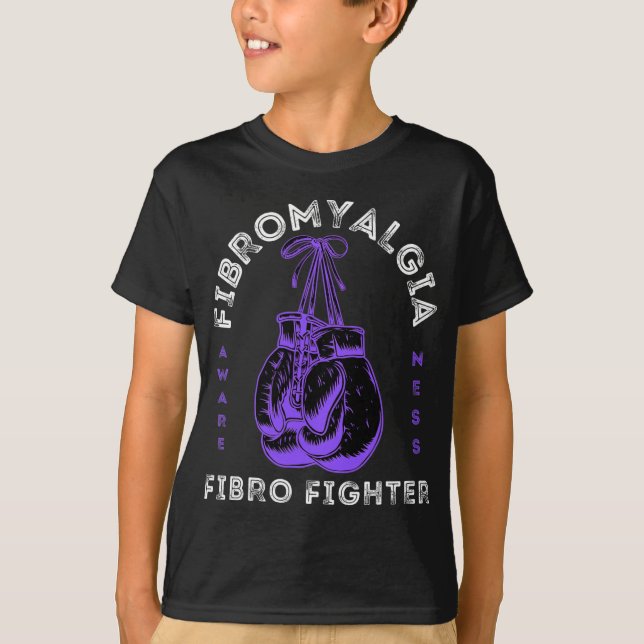 Fibromyalgie Bewusstsein Ribbon Boxhandschuhe Fibr T-Shirt (Vorderseite)