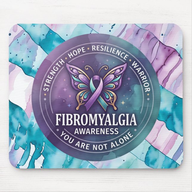 Fibromyalgie-Bewusstseins-Schmetterlingsband  Mousepad (Vorne)