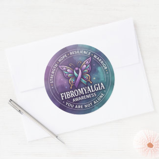 Fibromyalgie-Bewusstseins-Schmetterlingsband Runder Aufkleber