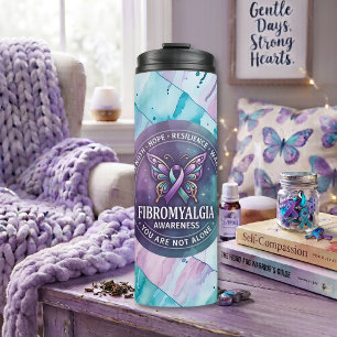Fibromyalgie-Bewusstseins-Schmetterlingsband  Thermosbecher