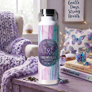 Fibromyalgie-Bewusstseins-Schmetterlingsband Trinkflasche