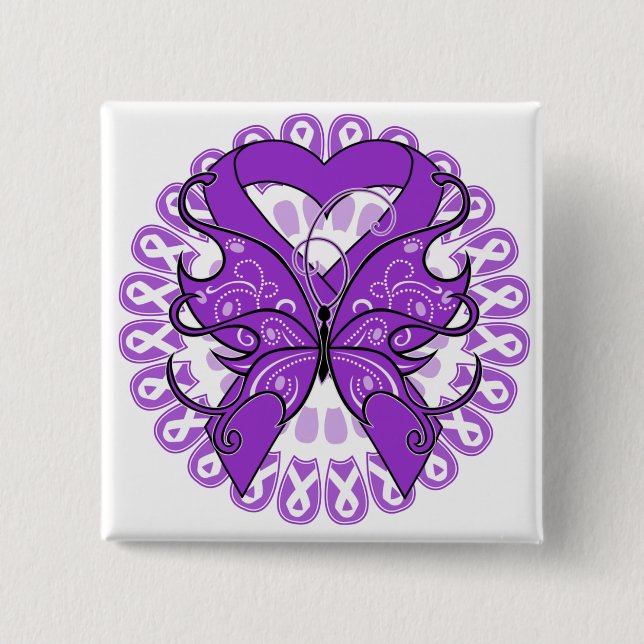 Fibromyalgie Butterfly Circle of Ribbons Button (Vorderseite)
