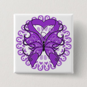 Fibromyalgie Butterfly Circle of Ribbons Button