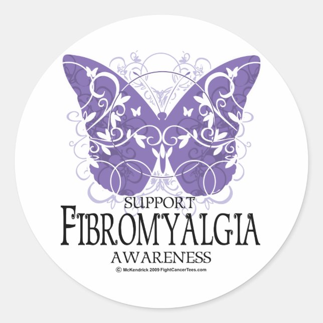 Fibromyalgie Butterfly Runder Aufkleber (Vorderseite)