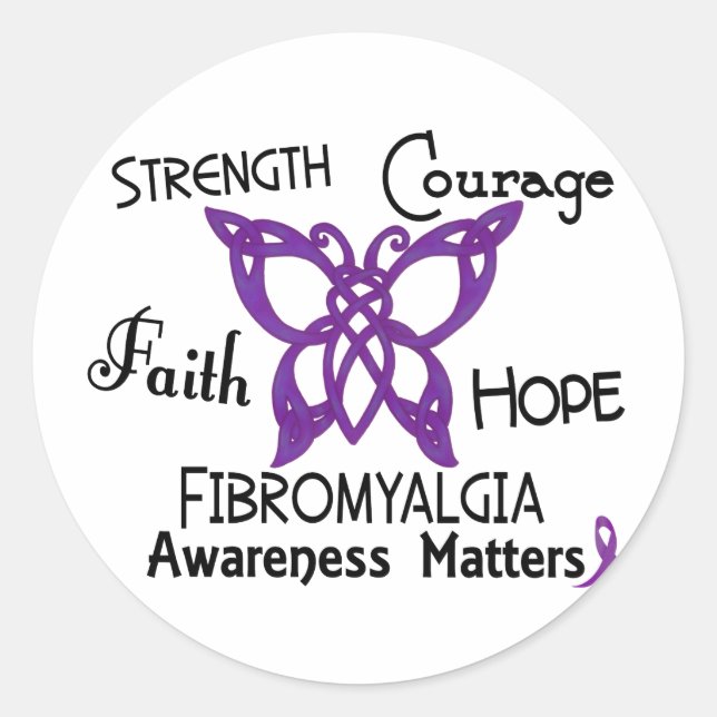 Fibromyalgie Celtic Butterfly 3 Runder Aufkleber (Vorderseite)
