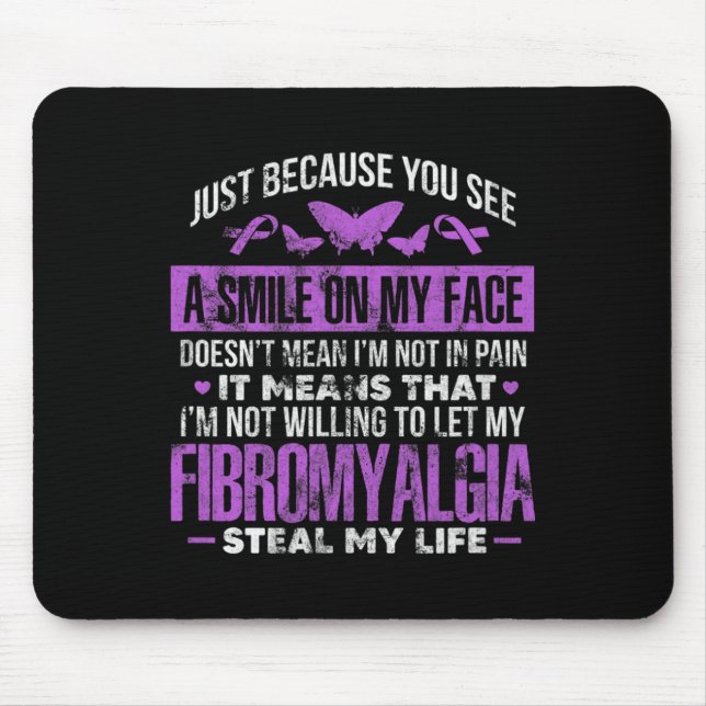 Fibromyalgie Fibro Warrior Lila Ribbon Butterfly Mousepad (Vorne)