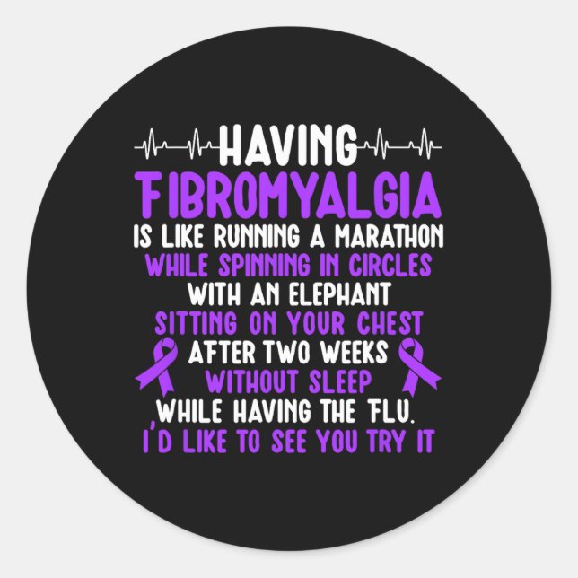 Fibromyalgie Krieger Fibromyalgie Bewusstseinsmona Runder Aufkleber (Vorderseite)