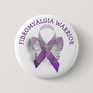Fibromyalgie Krieger Lila Bewusstsein Ribbon Butto Button