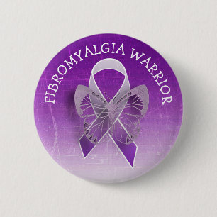 Fibromyalgie Krieger Lila Bewusstsein Ribbon Butto Button