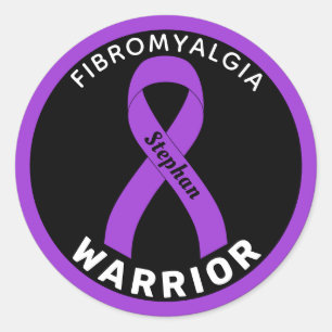 Fibromyalgie Warrior Ribbon Black Round Sticker