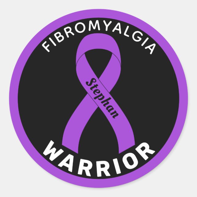 Fibromyalgie Warrior Ribbon Black Round Sticker (Vorderseite)