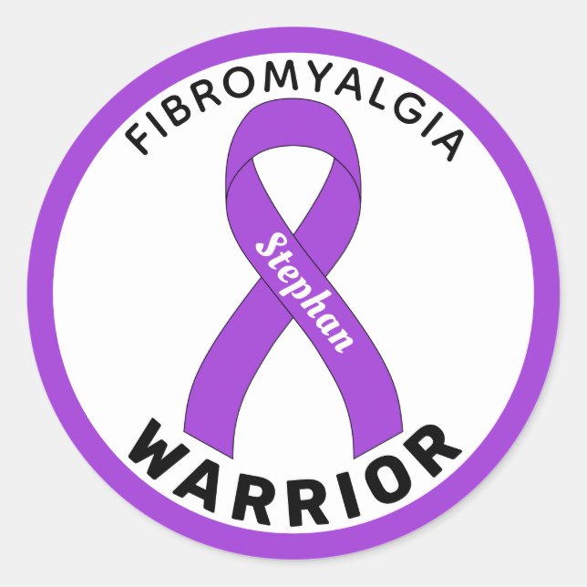 Fibromyalgie Warrior Ribbon White Round Sticker (Vorderseite)