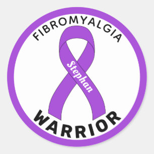 Fibromyalgie Warrior Ribbon White Round Sticker