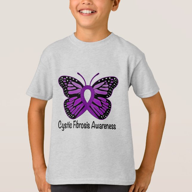 Fibrose-Bewusstsein mit Schmetterling T-Shirt (Vorderseite)