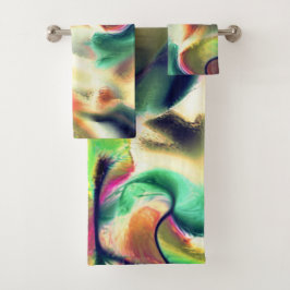 Fibrose Färbung mit schimmernden Farben und glatte Badhandtuch Set