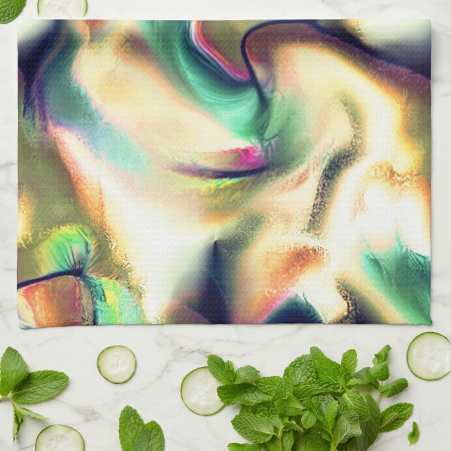 Fibrose Flecken mit farbigen, fehlerhaften Farbver Geschirrtuch (Gefaltet)