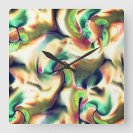 Fibrose Flecken mit farbigen, fehlerhaften Farbver Quadratische Wanduhr