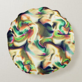 Fibrose Flecken mit farbigen, fehlerhaften Farbver Rundes Kissen