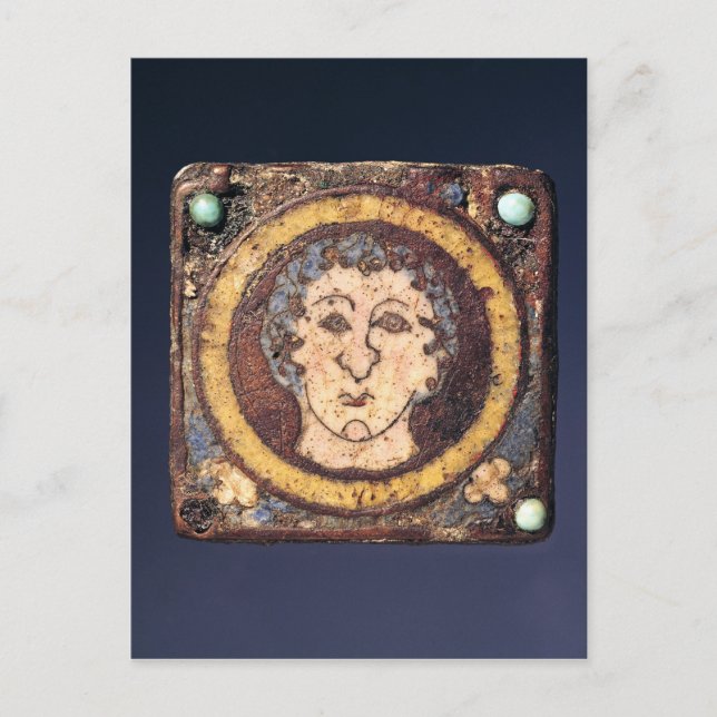 Fibula mit dem Gesicht eines jungen Mannes Postkarte (Vorderseite)