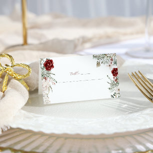 Fichte & Spitze   Winter Florale Hochzeitsplatzkar Visitenkarten