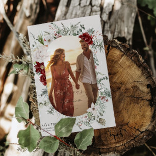 Fichte & Spitze   Winterliche Blumen Hochzeitsfoto Save The Date