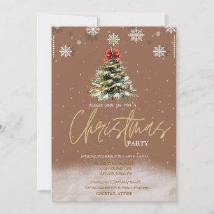 Fichtenschneeflocken Braune Weihnachtsgesellschaft Einladung