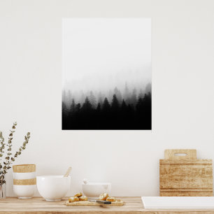 Fichtenwald im Nebel Poster