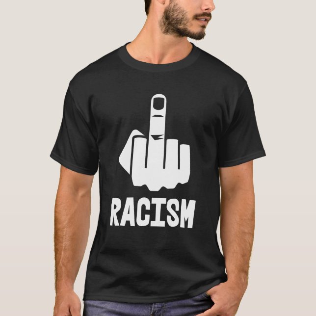 Fick Racism Middle Finger White T-Shirt (Vorderseite)