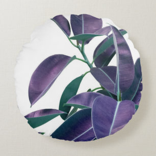  Ficus Elastica Violet Green Glam #1 #tropical  Rundes Kissen
