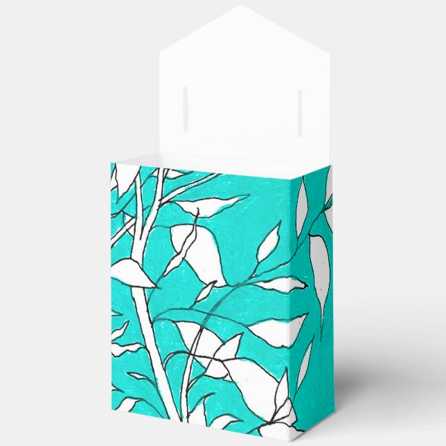 Ficus Tree Plant Line Drawing Blue Background Geschenkschachtel (Offen)