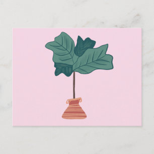 Fiddle Fig Tree Grüne gepunktete Pflanze Rosa Postkarte