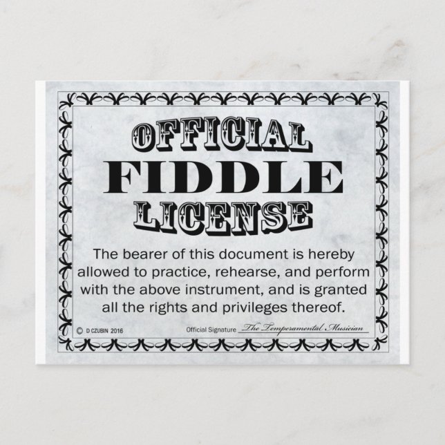 Fiddle-Lizenz Postkarte (Vorderseite)