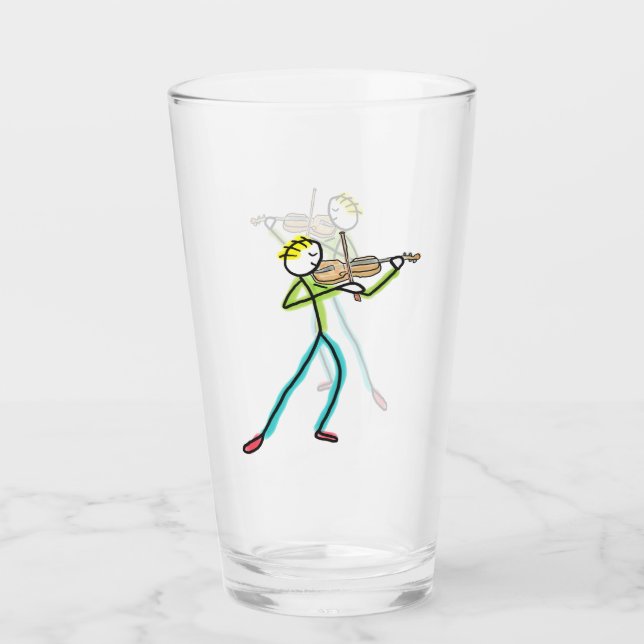 Fiddle Playing Stickman Glas (Vorderseite)