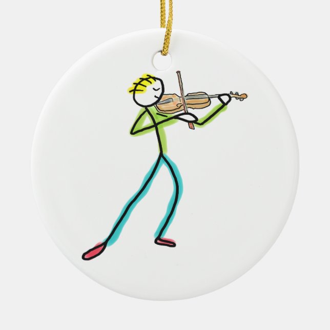 Fiddle Playing Stickman Keramik Ornament (Vorne)