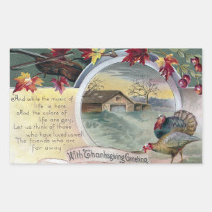 Fiddle, Truthühner und Barnese Thanksgiving Rechteckiger Aufkleber