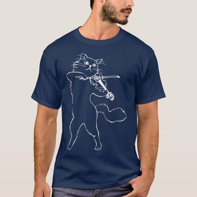 Fiddle Violin Cat Musician Instrument Band T-Shirt (Vorderseite)