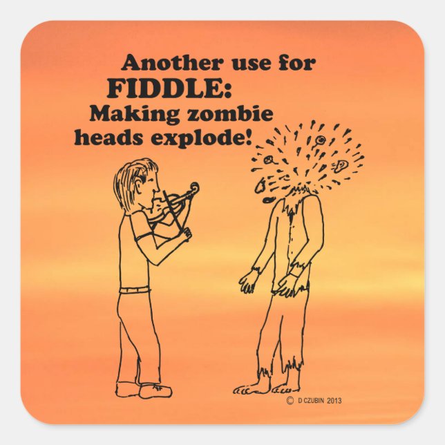 Fiddle Zombie Explode Square Sticker (Vorderseite)