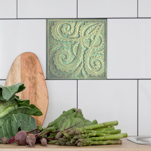 Fiddlehead fern Green Keramik Tile Fliese