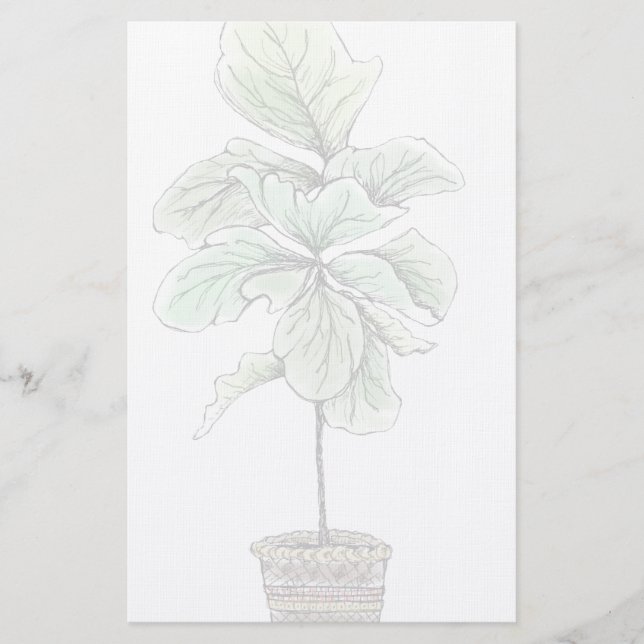 Fiddleleaf Fig Illustriert Blank Briefpapier (Vorderseite)