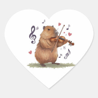 fiddler capybara Herz-Aufkleber