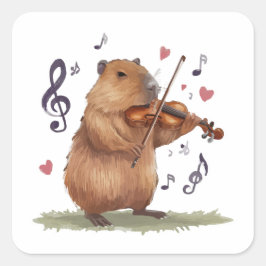 fiddler capybara quadratischer aufkleber