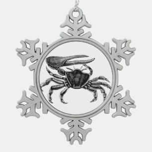 Fiddler Crab Zeichnend Schneeflocken Zinn-Ornament