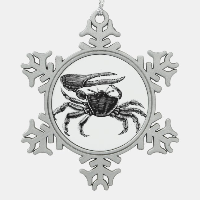 Fiddler Crab Zeichnend Schneeflocken Zinn-Ornament (Vorderseite)