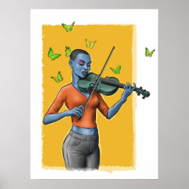 Fiddler Girl - Surreal Violin Art Poster (kein Tex