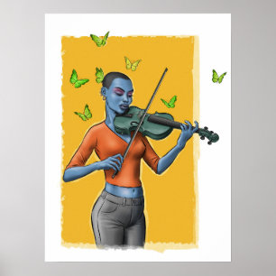Fiddler Girl - Surreal Violin Art Poster (kein Tex